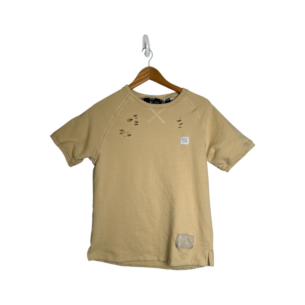 Flag Nor Fail Distressed Men's Club Tee Tan Beige Size Medium